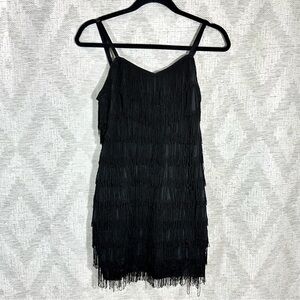 Frederick's of Hollywood black fringe mini dress size M